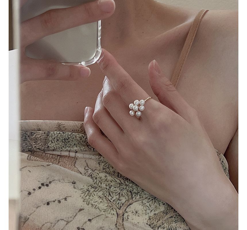 Butterfly / Faux Pearl Alloy Open Ring (various designs)