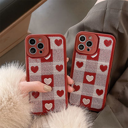 Heart Print Plaid Phone Case