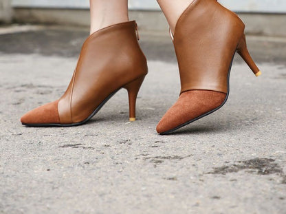Stiletto Boots Cap Toe Ankle Heel