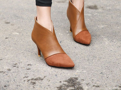 Stiletto Boots Cap Toe Ankle Heel