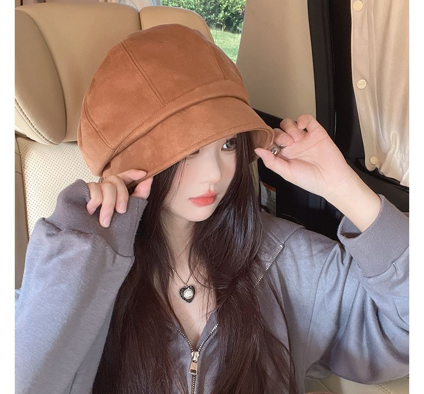 Cap Suede Newsboy Faux Plain
