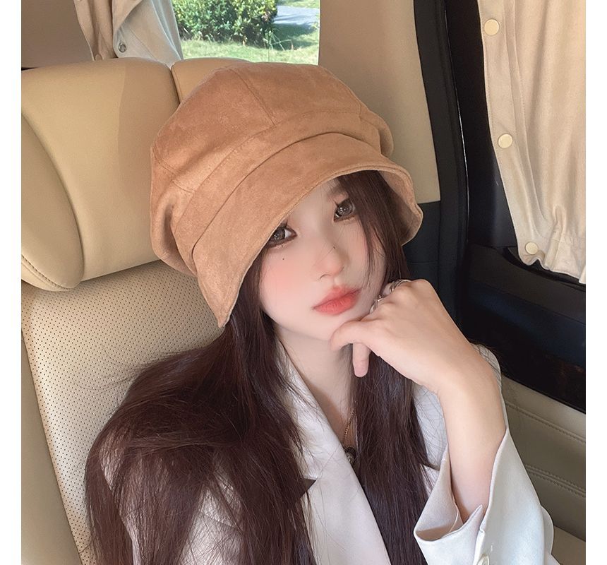 Cap Suede Newsboy Faux Plain