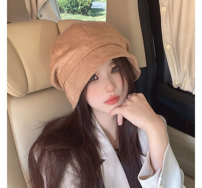 Cap Suede Newsboy Faux Plain