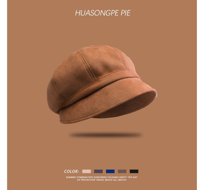 Cap Suede Newsboy Faux Plain