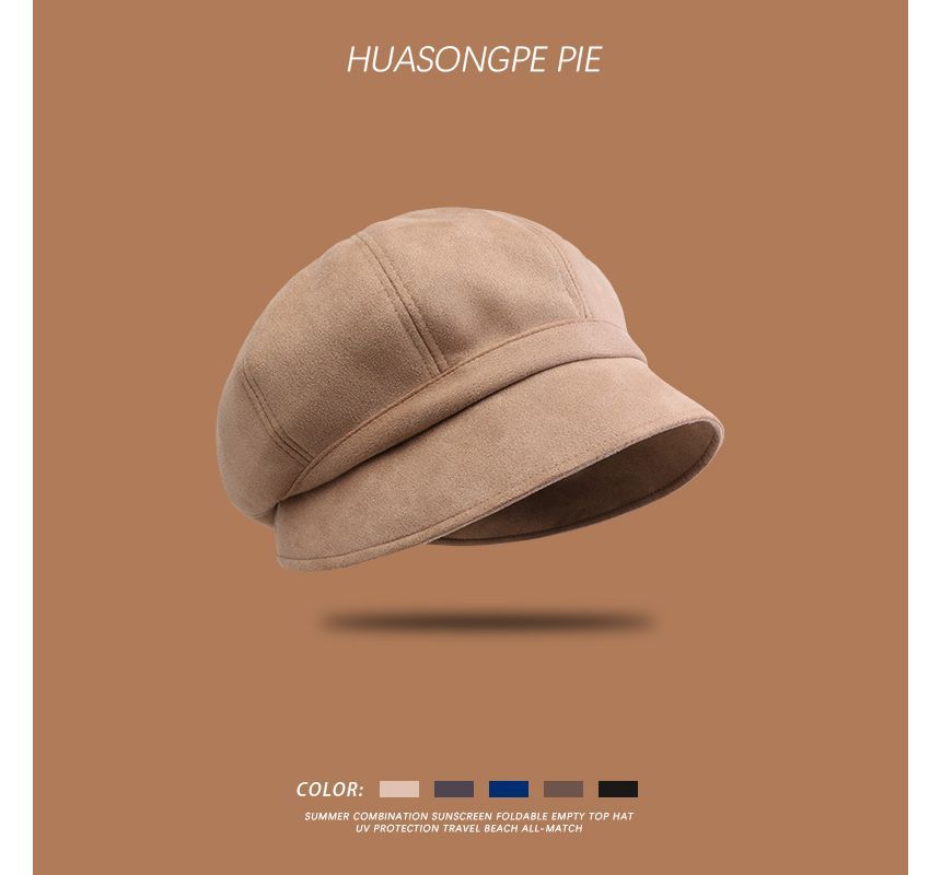 Cap Suede Newsboy Faux Plain