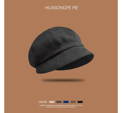 Cap Suede Newsboy Faux Plain