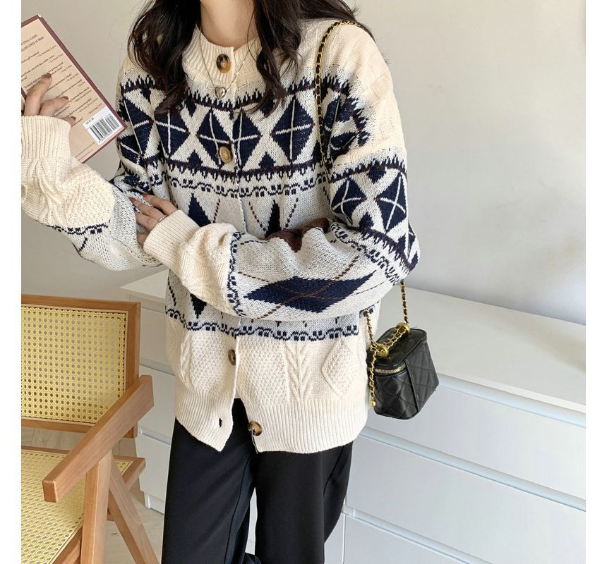 Pattern Loose-Fit Cardigan