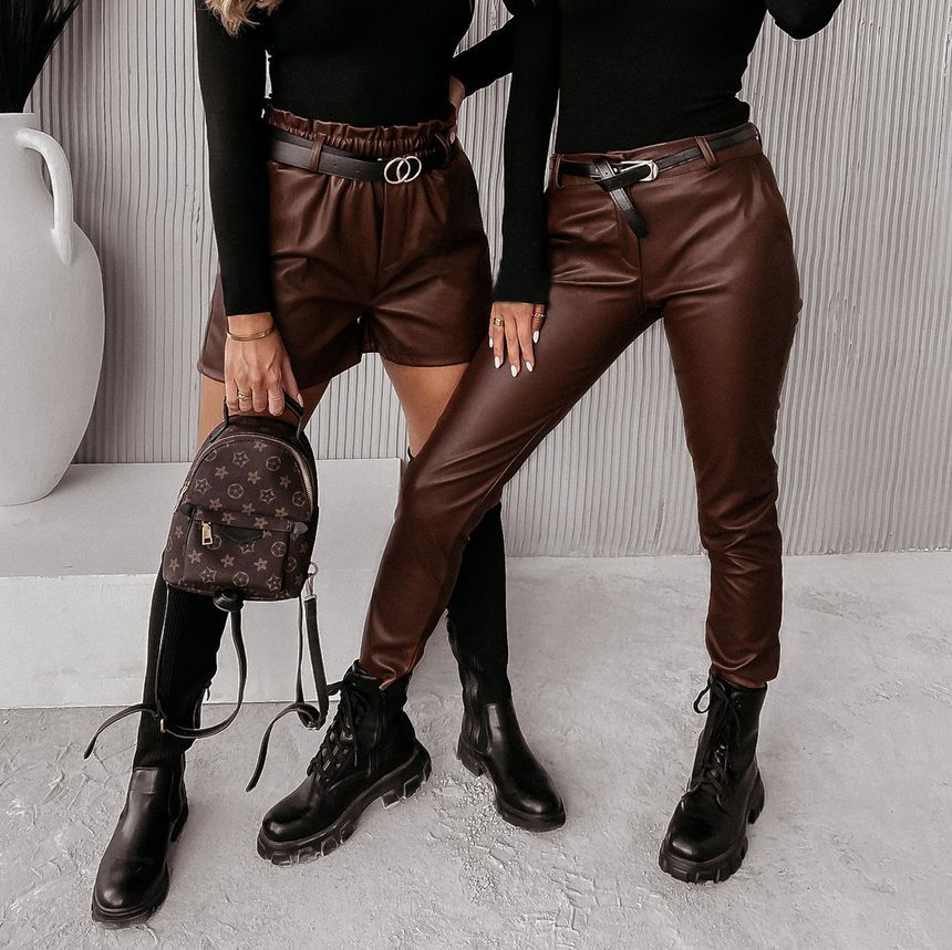 High Rise Faux Leather Slim-Fit Pants