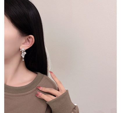 Pearl Earring Faux Rhinestone Drop