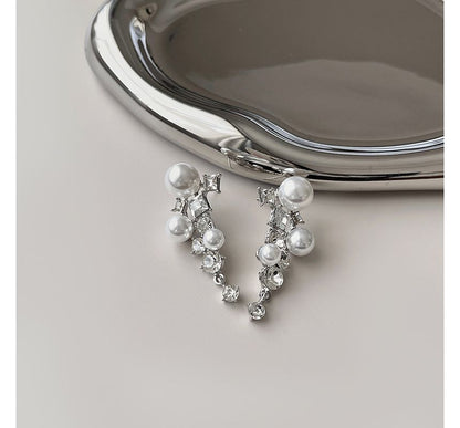 Pearl Earring Faux Rhinestone Drop