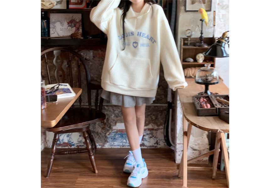 Embroidered Collar Letter Oversized Sweatshirt