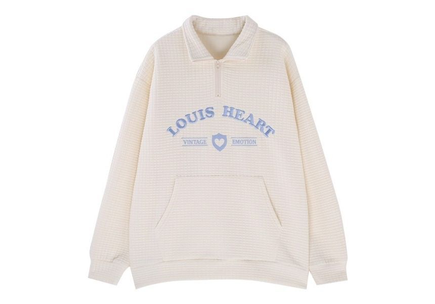 Embroidered Collar Letter Oversized Sweatshirt