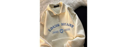 Embroidered Collar Letter Oversized Sweatshirt