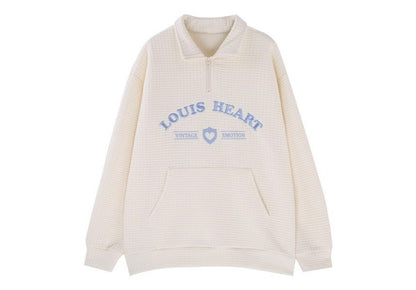 Embroidered Collar Letter Oversized Sweatshirt