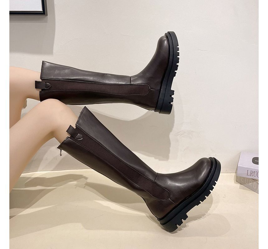 Faux Chelsea Tall Platform Leather Boots