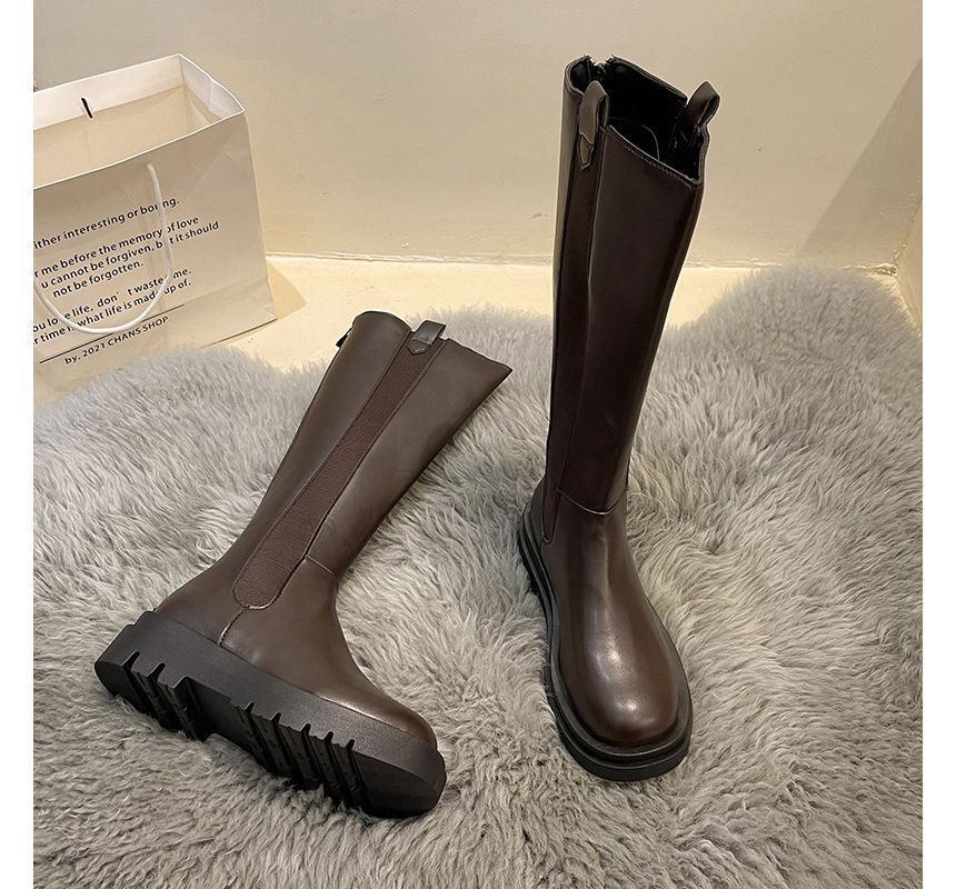 Faux Chelsea Tall Platform Leather Boots