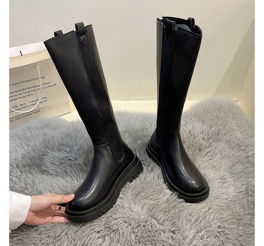 Faux Chelsea Tall Platform Leather Boots