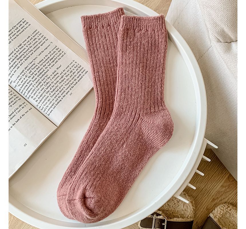 Set of 2 Pairs: Plain Ribbed Socks