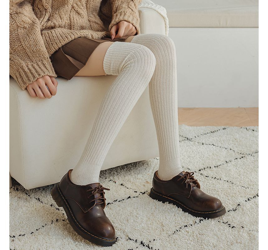 Plain Ribbed Tall Socks / Set