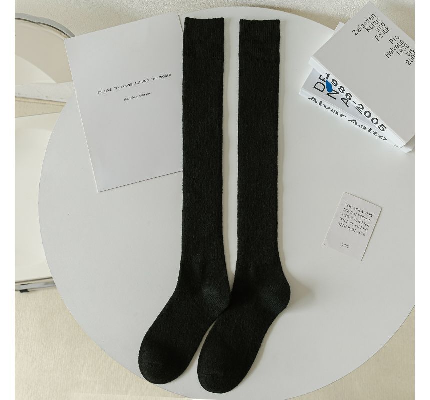 Plain Ribbed Tall Socks / Set