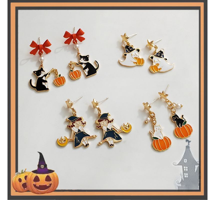 On Drop Enamel Earring Halloween / Clip