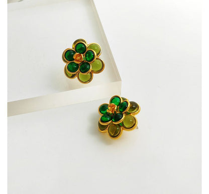 Flower Faux Gemstone Alloy Earring