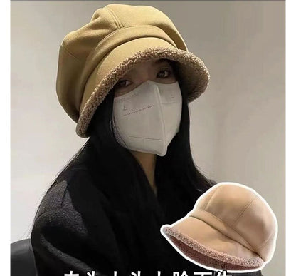 Faux Shearling Trim Beret