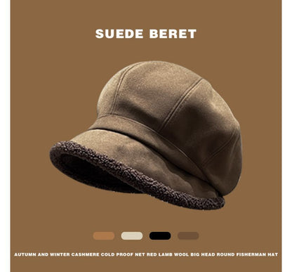 Faux Shearling Trim Beret