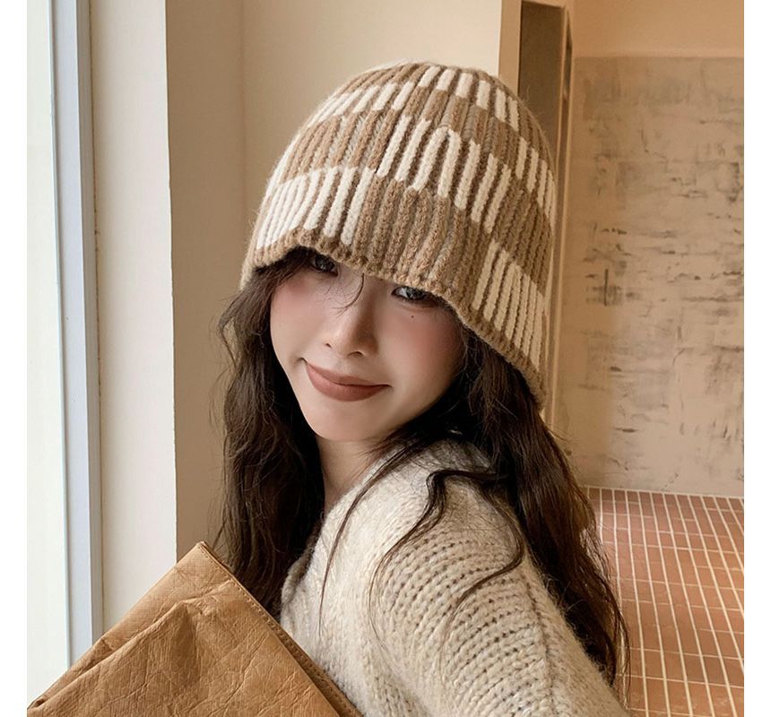 Knit Striped Hat Bucket
