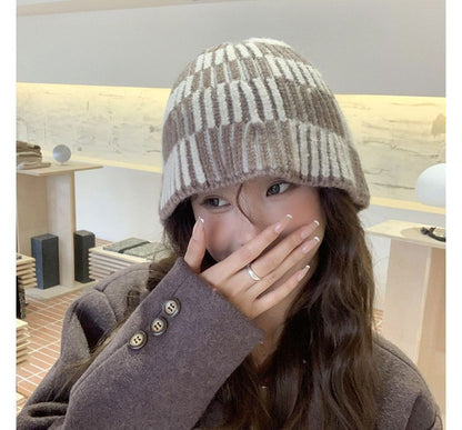 Knit Striped Hat Bucket