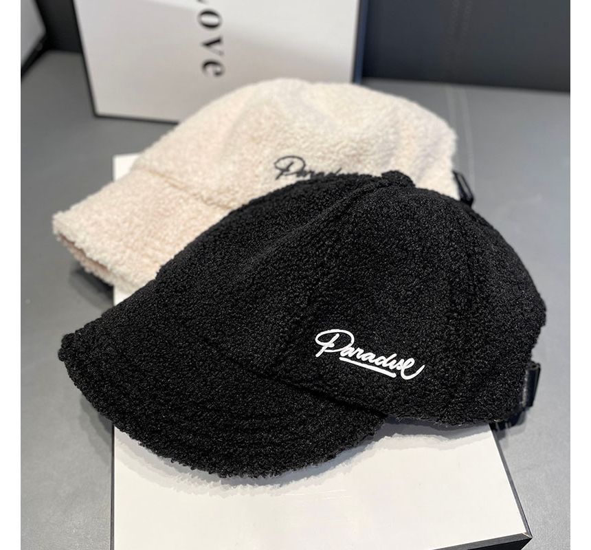 Shearling Cap Faux Letter Embroidered