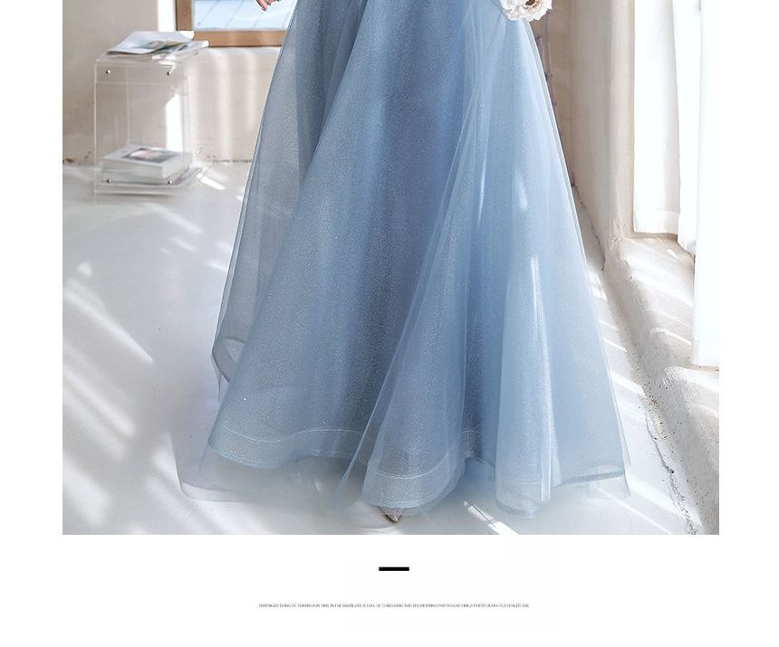 A-Line Gown Evening Off-Shoulder Sequin Midi / Dress