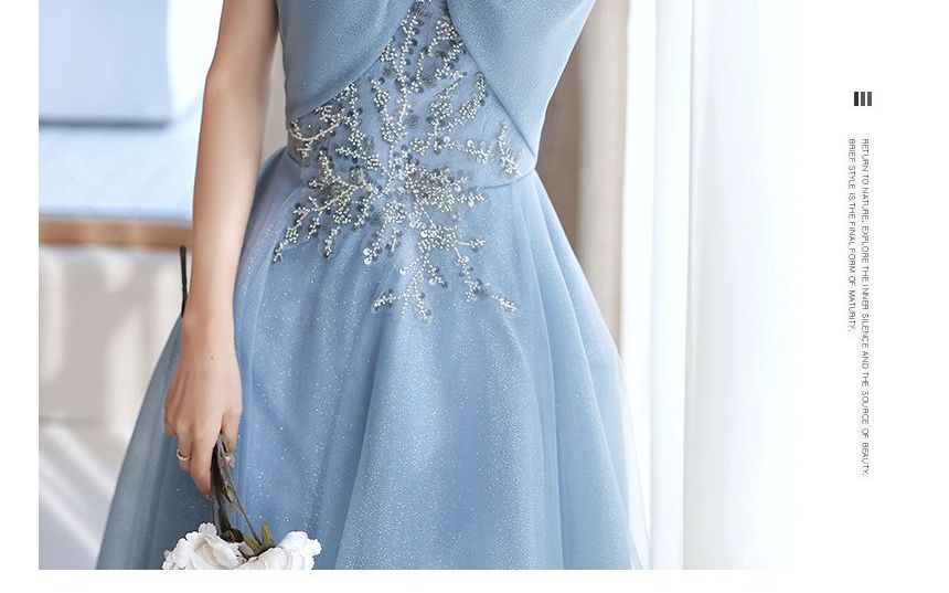 A-Line Gown Evening Off-Shoulder Sequin Midi / Dress