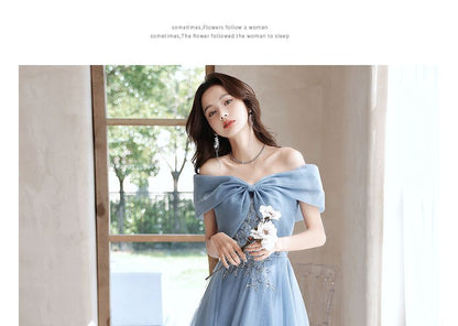 A-Line Gown Evening Off-Shoulder Sequin Midi / Dress
