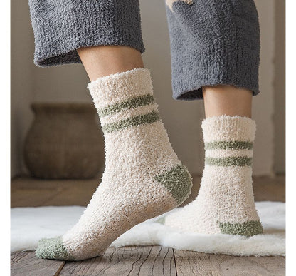 Striped Fleece Short Socks Set