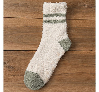 Striped Fleece Short Socks Set