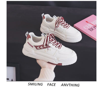 Two-Tone Contrast Stitch Platform Sneakers