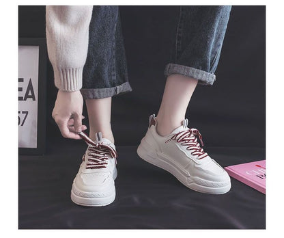 Two-Tone Contrast Stitch Platform Sneakers