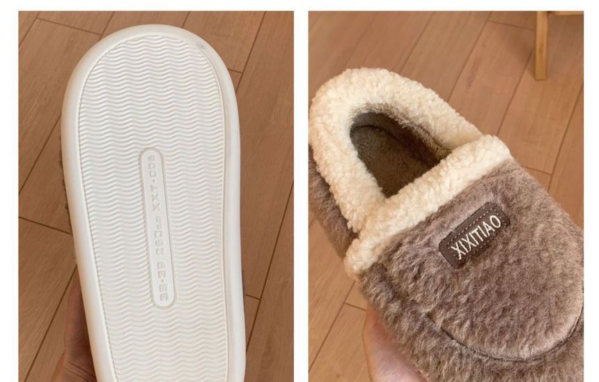 Label Applique Fluffy Slippers