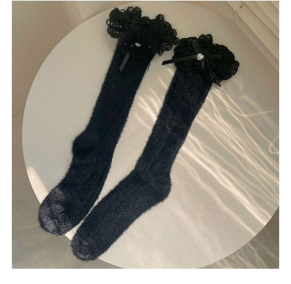 Bow Lace Trim Socks