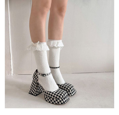 Bow Lace Trim Socks