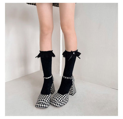 Bow Lace Trim Socks