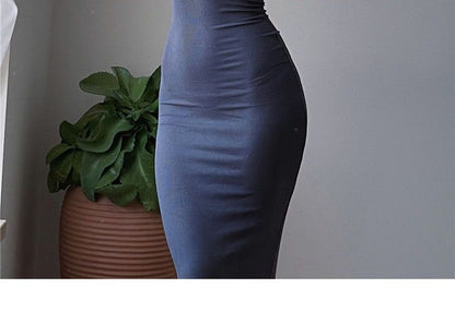 Turtleneck Plain Dress Sleeveless Slim-Fit