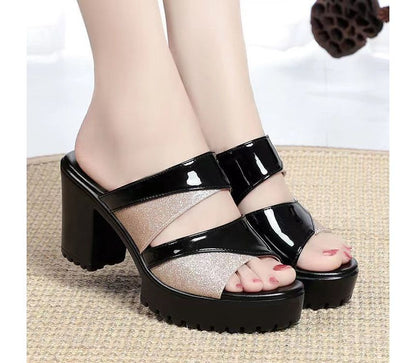 Platform Sandals Block-Heel Slide