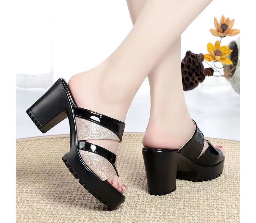 Platform Sandals Block-Heel Slide