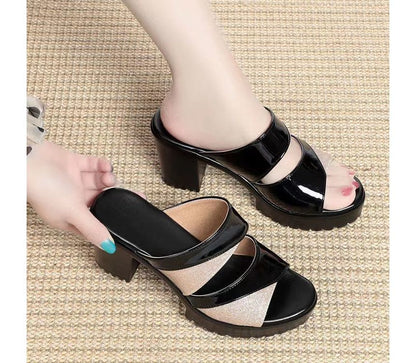 Platform Sandals Block-Heel Slide