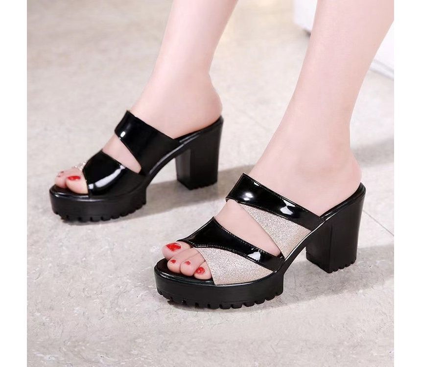 Platform Sandals Block-Heel Slide