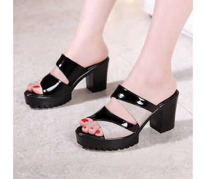 Platform Sandals Block-Heel Slide