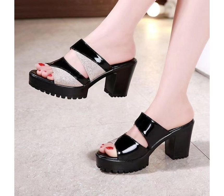 Platform Sandals Block-Heel Slide