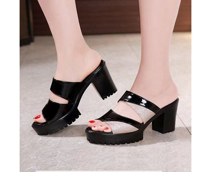 Platform Sandals Block-Heel Slide